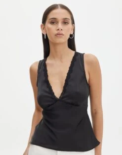 Cotton Mini Cargo Skirt -Swoon Fashion r lola lace trim cami black front bv119674rsat