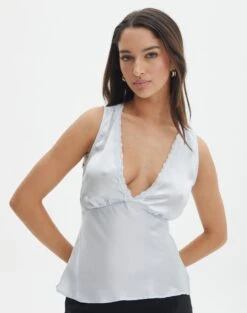 Oversized Cotton Shirt -Swoon Fashion r lola lace trim cami break the ice front bv119674rsat 3