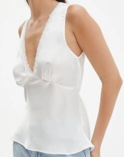 Lace Trim Satin Cami -Swoon Fashion r lola lace trim cami milk imageback bv119674rsat