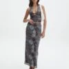 Print Mesh Midi Skirt -Swoon Fashion r marina mesh maxi skirt mink tie dye front sl53303rpri