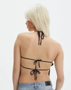 Halter V Neck Top -Swoon Fashion r pazo halter black back bv143008rpol