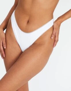 Crochet Tie Side Cheeky Bikini Bottom 41 Crochet Tie Side Cheeky Bikini Bottom -Swoon Fashion r pimi high waist thong white front ga83647rpln 4