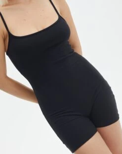 Cotton Scoop Neck Unitard -Swoon Fashion r puma ribbed playsuit black imageback sw93831rrib