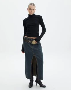 Oversized Bomber Jacket -Swoon Fashion r rita denim midi hemmed skirt darjeeling front sl55242rden 1