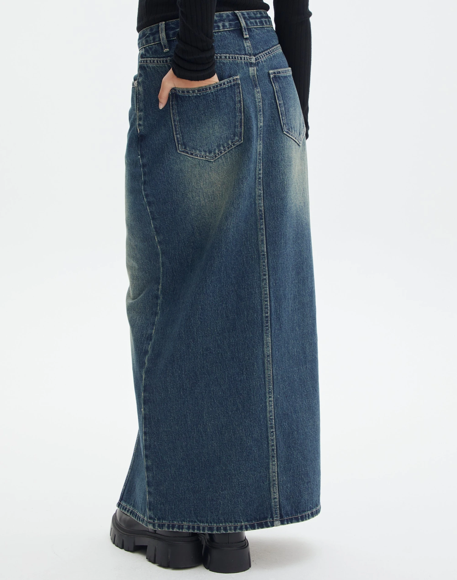 Split Front Denim Midi Skirt 11 Split Front Denim Midi Skirt - Image 9