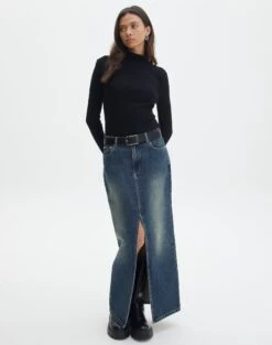 Ruched Mesh Off The Shoulder Top -Swoon Fashion r roah denim maxi skirt coyote blue front sl118486rdnm 2