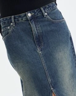 Split Front Denim Midi Skirt 31 Split Front Denim Midi Skirt -Swoon Fashion r roah denim maxi skirt coyote blue imageback sl118486rdnm