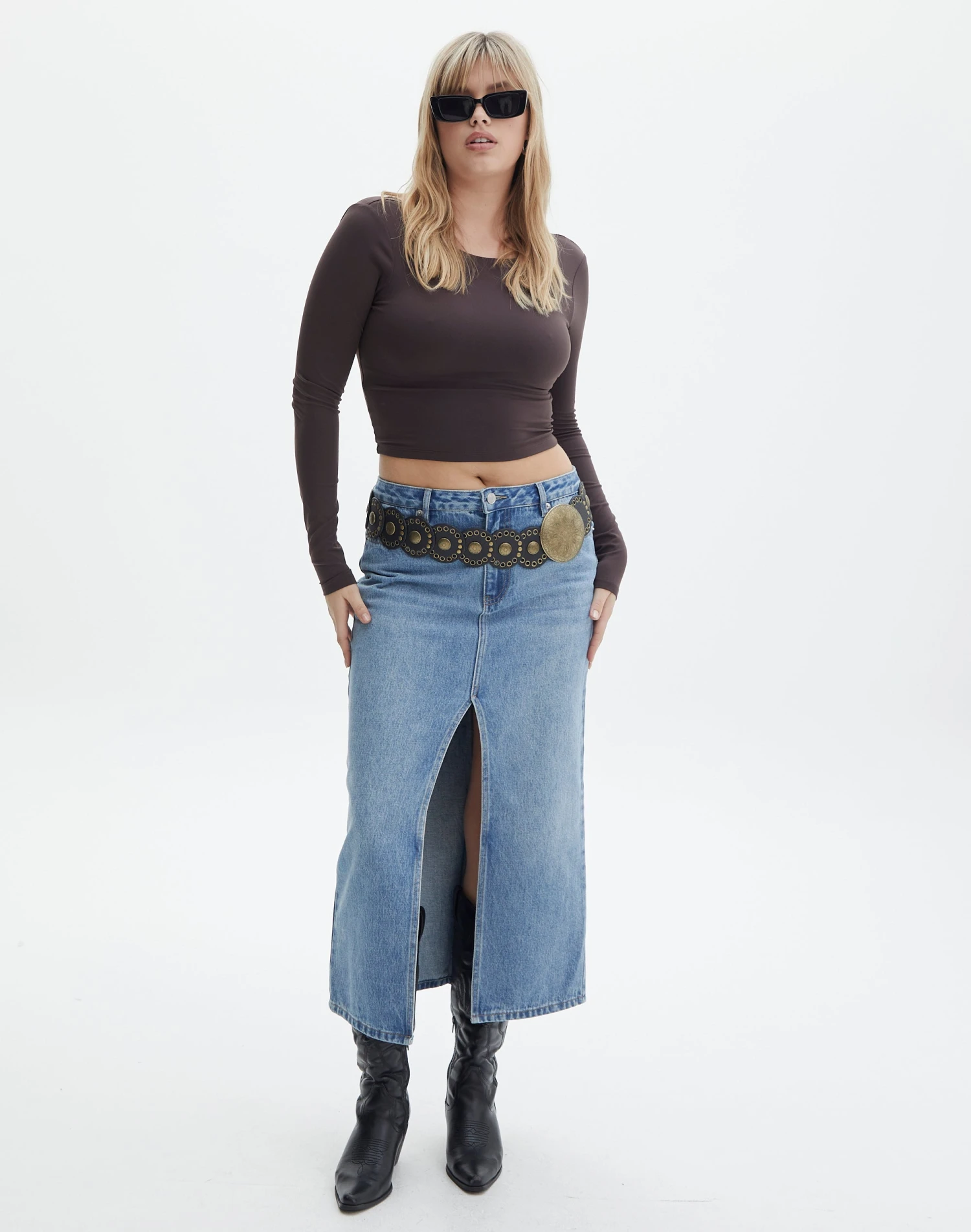 Split Front Denim Midi Skirt 5 Split Front Denim Midi Skirt - Image 3