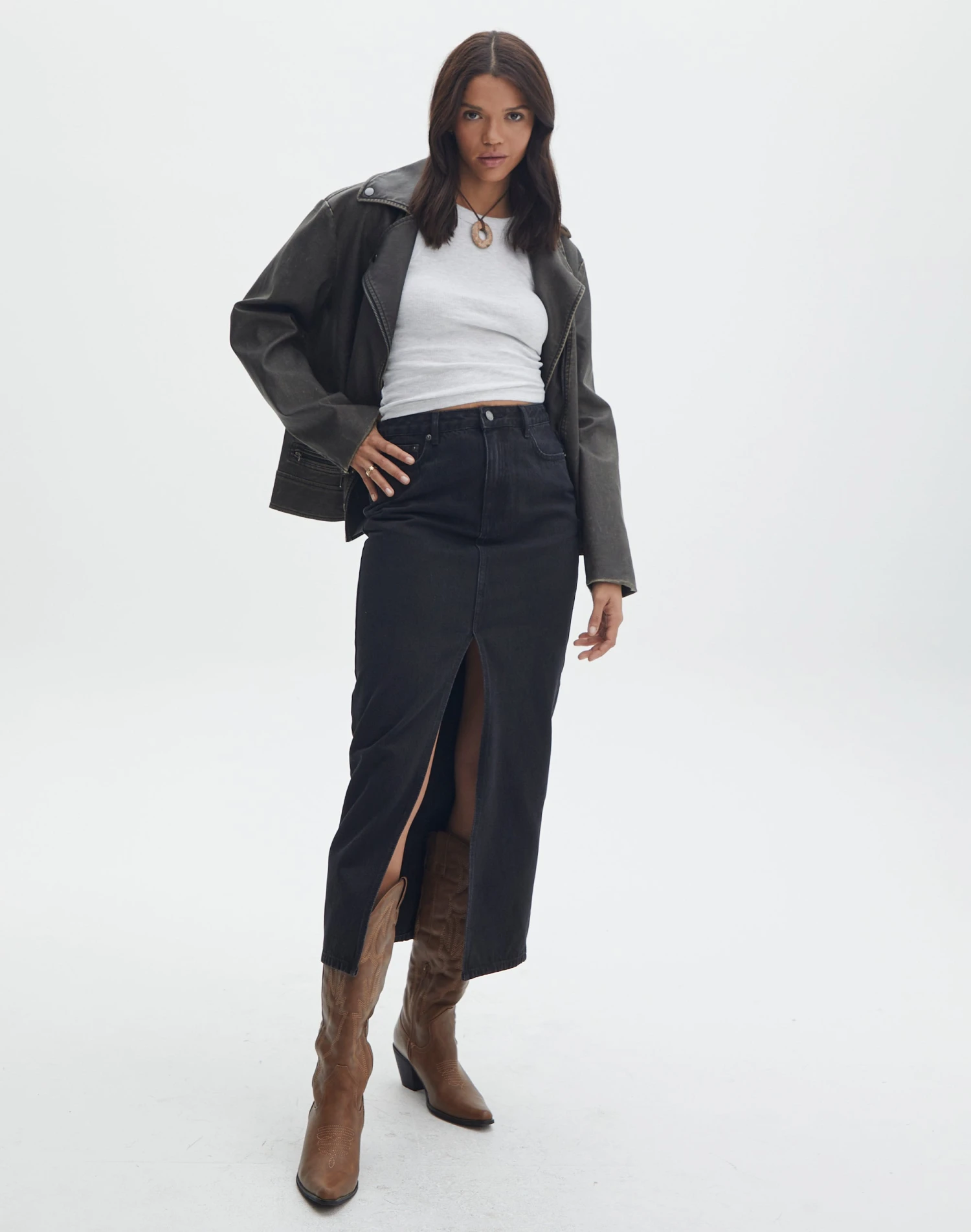 Split Front Denim Midi Skirt 14 Split Front Denim Midi Skirt - Image 12