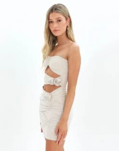 Strapless Rosette Cut Out Mini Dress -Swoon Fashion r roxy rosette mini what the shell detail ds92458rmes