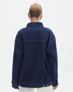 Oversized Denim Zip Up Jacket -Swoon Fashion r scooter denim jacket super indigo back jw107129rdnm
