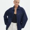 Oversized Denim Zip Up Jacket -Swoon Fashion r scooter denim jacket super indigo front jw107129rdnm