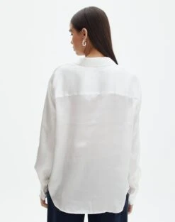 Pocket Satin Long Sleeve Shirt -Swoon Fashion r scout satin shirt milk back bl106816rsat