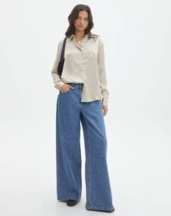 Pocket Satin Long Sleeve Shirt -Swoon Fashion r scout satin shirt what the shell full bl106816rsat