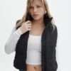 Cropped Puffer Vest -Swoon Fashion r sloan cropped puffer vest black front vs49501rcml 1