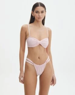 Strappy Ruched Bikini Bottom -Swoon Fashion r sloanne split ruched bikini brief fairy floss front ga136181rpln 1