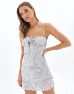 Strapless Pleated Check Mini Dress -Swoon Fashion r wiley ruched mini dress paisley blues front ds74360rprt 3