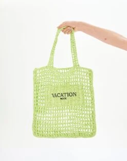 Crochet Triangle Bikini Top -Swoon Fashion rafa raffia tote bag lime splice front bg54591raf