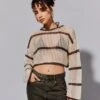 Crochet Stripe Long Sleeve Top