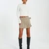 Belted High Waist Pleated Mini Skirt -Swoon Fashion riggs cargo pleated mini skirt on the rocks front ss92078ben 1