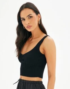 Sweetheart Ruched Cropped Tank -Swoon Fashion roddi ruched tank black detail kv63199rib
