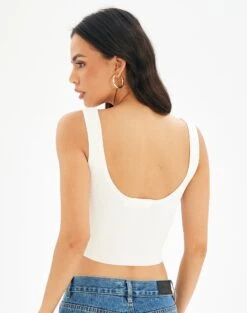Sweetheart Ruched Cropped Tank -Swoon Fashion roddi ruched tank white back kv63199rib