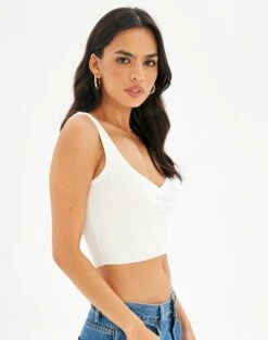 Sweetheart Ruched Cropped Tank -Swoon Fashion roddi ruched tank white detail kv63199rib