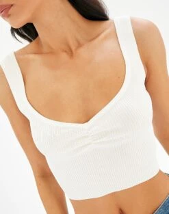 Sweetheart Ruched Cropped Tank -Swoon Fashion roddi ruched tank white imageback kv63199rib