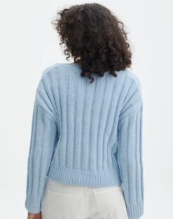 Knitted V Neck Jumper -Swoon Fashion rowan ribbed v neck icecap back kl124074che