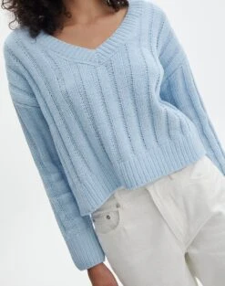 Knitted V Neck Jumper -Swoon Fashion rowan ribbed v neck icecap imageback kl124074che