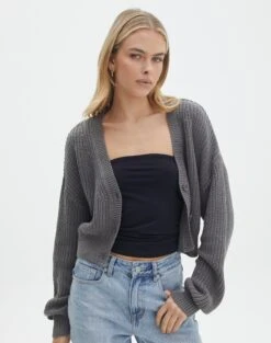 Button Front Long Sleeve Cardigan