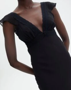 V Front Bias Cut Maxi Dress -Swoon Fashion rufus chiffon maxi dress black imageback dl92461peb