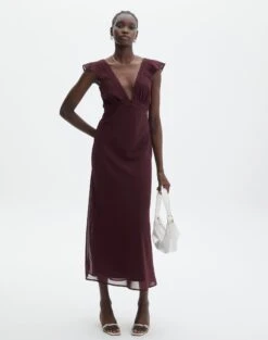 V Front Bias Cut Maxi Dress -Swoon Fashion rufus chiffon maxi dress cherry oh front dl92461peb