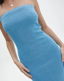 Sculpted Glitter Maxi Dress -Swoon Fashion sangria sparkle strapless slim electric teal imageback kd117623lur