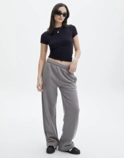 Wide Leg Jogger -Swoon Fashion santana jogger gunsmoke front pw106874oflc