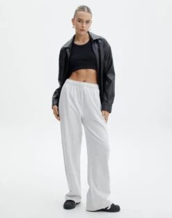 Wide Leg Jogger -Swoon Fashion santana jogger snow marle front pw106874oflc
