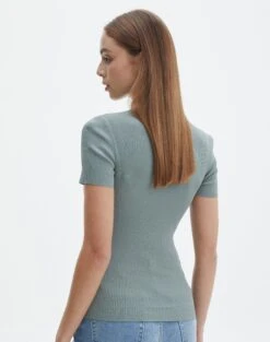 Knit Long Line T-Shirt -Swoon Fashion saphi short sleeve rib tee cypress back ks119955vn