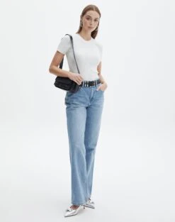 Knit Long Line T-Shirt -Swoon Fashion saphi short sleeve rib tee milk full ks119955vn