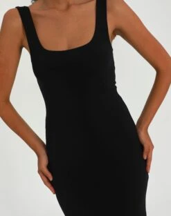 Supersoft Square Neck Slim Fit Maxi Dress -Swoon Fashion sedona square neck midi black imageback dl106733pln