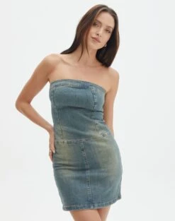 Oversized Vest Dress -Swoon Fashion selby strapless ethal ringspun front ds127804spu 2