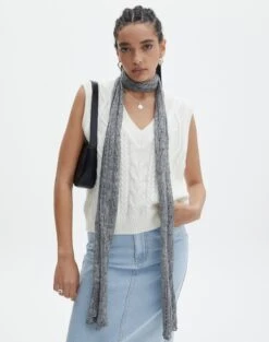 Knit Sequin Halter Top -Swoon Fashion shiloh skinny scarf grey marle front sc109125knt 3