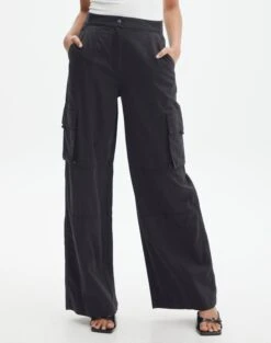 Cargo Straight Leg Pants -Swoon Fashion sierra dressy cargo pant black full pw109154cot