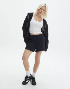 Drawstring Sweat Short -Swoon Fashion siesta short black detail sw120676cot