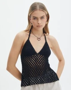 Bubble Stitch Long Sleeve Button Up Top -Swoon Fashion sigon open back crochet black front kv127284cro 2