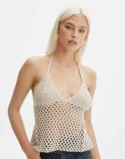 Long Sleeve Collared Knit -Swoon Fashion sigon open back crochet neutral front kv127284cro