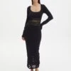 Panelled Knit Long Sleeve Maxi Dress -Swoon Fashion sinny longsleeve panelled maxi black front kd111216knt