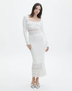 One Shoulder Knit Maxi Dress -Swoon Fashion sinny longsleeve panelled maxi milk front kd111216knt 2
