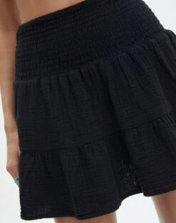 Muslin Tiered Mini Skirt -Swoon Fashion sky shirred muslin skirt black imageback ss72038mus