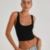 Scoop Neck Rib Tank -Swoon Fashion snape scoop crop black front kv92429rib