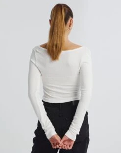 Luxe Lounge Modal Long Sleeve Button Crop Top -Swoon Fashion sophina scoop neck longsleeve milk back tl90775mod
